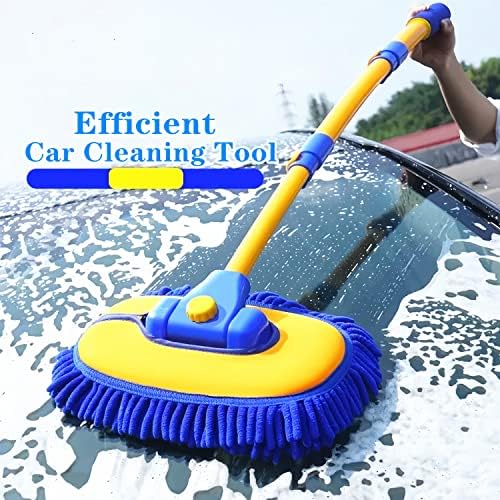 MVEQRRN 15°Curved Chenille Car Wash Brush Mop with Long Handle(Blue) - Image 6