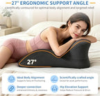 Memory Foam Wedge Pillow with Chest Pressure Relief Area- Black - Image 2