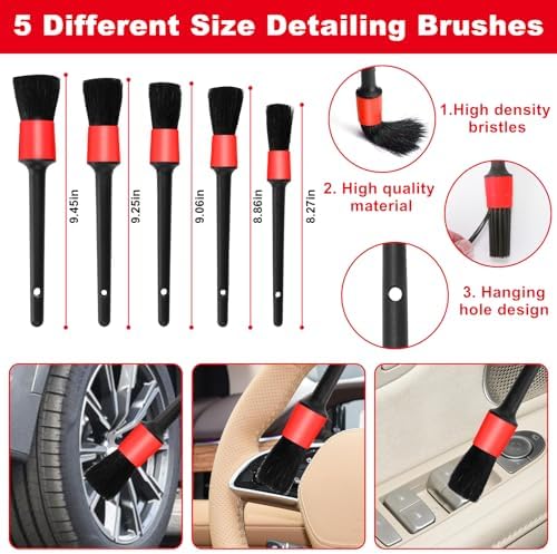 Windshield Cleaner Tool, 17Pcs Red Car Interior Cleaning Kit, Car Detailing Kit Interior Cleaner, Car Detailing Brushes, Car Cleaning Gel, Inside Cleaning Supplies Accessories for Women Girls - Image 4