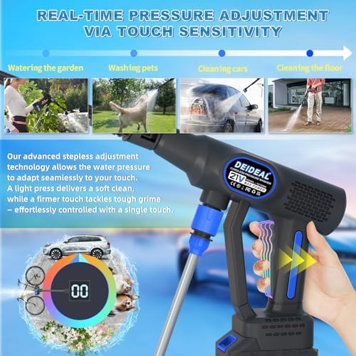 Cordless Portable Washer, 1280 PSI Portable Handheld Washer with Trigger-Controlled Variable Output, Lightweight Car Washer with 2 x 4.0Ah Batteries & 6-in-1 Nozzle for Car and Garden Cleaning - Image 3