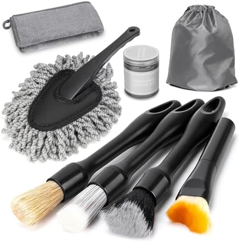 8PCS Car Detailing Brush Set, Interior Car Cleaning Kit with Dash Duster by Viewmax