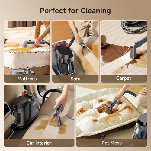 Uwant Carpet Cleaner Machine 18Kpa Portable Carpet Cleaner for Cars Couch, 2in1 Water Tank Upholstery Cleaner, Spot Cleaner with Cleaning Tools Set of 1 - Image 4