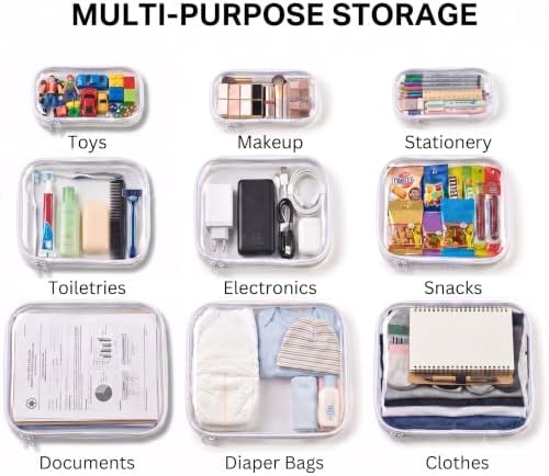 Clear Hard Shell Zipper Case, 6 Pack Diaper Bag Organizer Pouches Set | Multi-Size Heavy Duty Crush-Proof Travel Makeup Bags for Toiletries, Cosmetic, Pencil, Toy Storage (2S+2M+2XL) ﻿ - Image 4