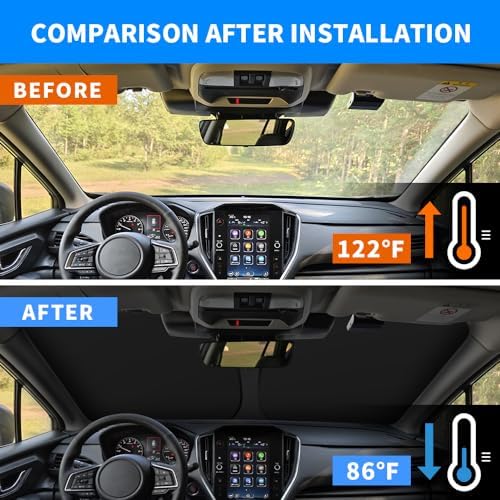 Front Windshield Sun Shade Custom Fit Compatible for ES300h ES350 ES250 2018-2020 Sunshade Foldable UV Ray Reflector Sun Visor Protector Accessories Shield Cover Reflective (for ES 2018-2020) - Image 4