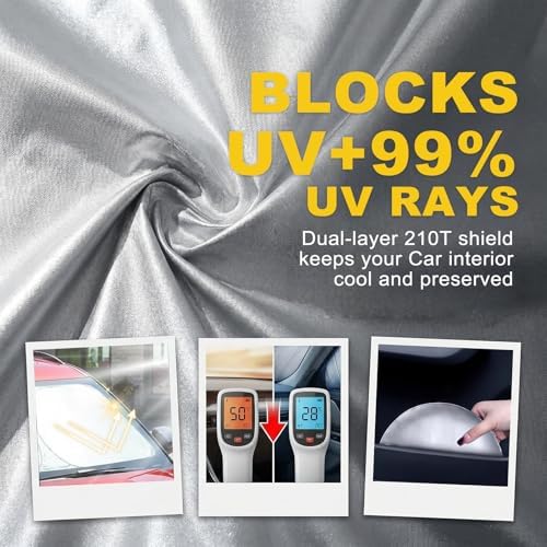 Windshield Sun Shade, Foldable Front Window Shades Cover for Windshield Sun Visor Protector, Keep Car Interior Cool, Universal Fit for Mini Compact Car Hatchback (55.12" x 27.56 ") - Image 4