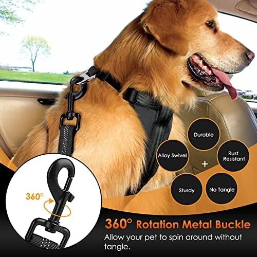 SlowTon Dog Car Seat Belt, 3 in 1 Latch Bar Attachment Dog Safety Seatbelt | Hook Latch Bar& Seatbelt Buckle, Reflective, Heavy Duty Nylon, Durability, Easy of Use, for Travel Riding, Black, 35.5" - Image 4