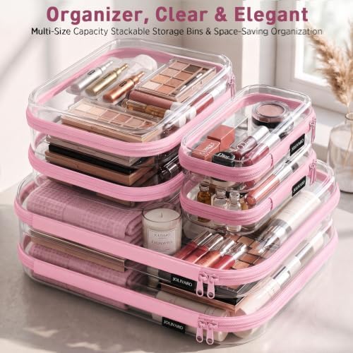 Clear Hard Shell Zipper Case Makeup Storage Organizer Pouches TSA Approved | Travel organizer bags for toiletries, cosmetics, electronics & diaper bins. Multi-size for office, camping, beach & home - Image 6