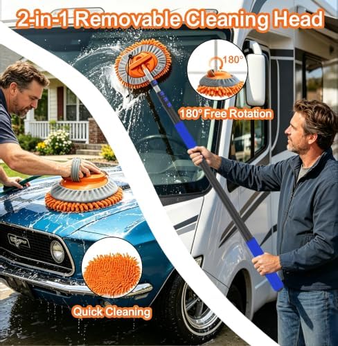 AgiiMan Car Wash Brush with Long Handle, 3-12FT Telescoping Car Cleaning Kit, Soft Bristle RV Wash Brush and Car Wash Mop for Car Truck SUV RV Boat Solar Panel House Siding Exterior Washing - Image 4