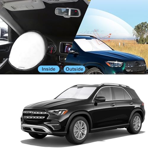 TINGLU Sun Shade for Mercedes GLE 350 450 2020-2024 2025 2026 Accessories Windshield Sun Shade Window Shade UV Rays Protection Sun Visor Cover with Steering Wheel Sunshade Storage Bag - Image 6