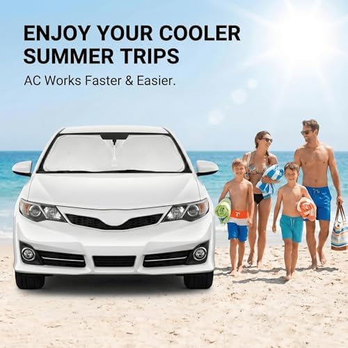 Windshield Sun Shade for Toyota Camry 2012-2017 Double Layer 240T Front Window Shade Custom Fit Camry Sun Visor Foldable Shade Blocks UV Rays Summer Must Have Car Accessories - Image 4