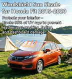 Windshield Sun Shade for Honda Fit 2015-2020 Double Layer 240T Reflective Car Sun Visor Foldable Front Window UV Rays and Sun Heat Blocker - Image 2