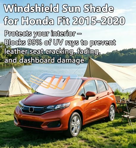 Windshield Sun Shade for Honda Fit 2015-2020 Double Layer 240T Reflective Car Sun Visor Foldable Front Window UV Rays and Sun Heat Blocker - Image 2