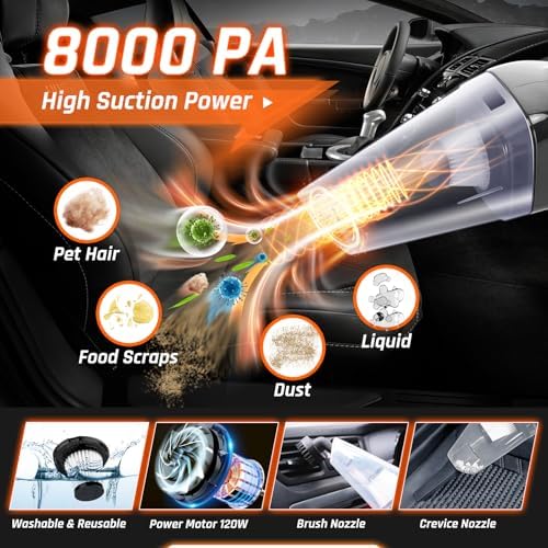 61 PCS Car Detailing Kit Interior Cleaner, Auto Detailing Kit, Car Vacuum Car Interior Detailing Kit, Car Wash Kit with Bucket Detailing Brush Set Car Accessories for Motorcycle, Cars, Bikes, Wheels - Image 2