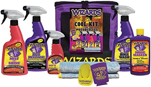 Wizards Motorcycle Cool Kit - Complete Detailing Set with 5 Products - 82oz by Wizards