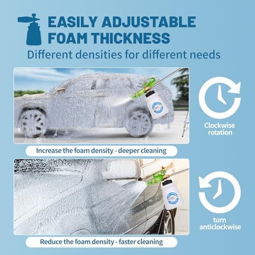 DUSICHIN DUS-007 Snow Foam Lance Foam Cannon Adjustable Jet Wash, Quick Release 1/4" Fitting 5 Pressure Washer Nozzles for Car Detailing Pressure Washer Black - Image 4