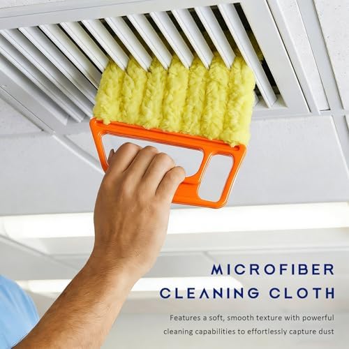 3 PCS Blind Cleaner Duster Tool, 7 Finger Detachable Duster Auto Air Conditioner Cleaning Tool, Washable Dusting Brush Handheld Cleaner for Vehicle Air Vents Blinds (Orange) - Image 4