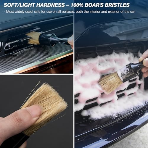 Car Detailing Brushes Set, 8-Piece Auto Detail Cleaning Brush Tool Kit in Soft/Middle/Hard, Crevice Brush, Dust Brush for Car Interior & Exterior, Leather, Air Vents, Emblems, Wheels Wash & Care - Image 4