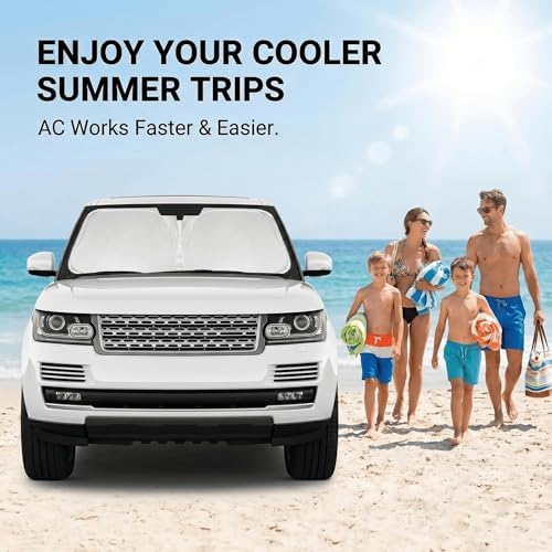 Windshield Sun Shade for Range Rover 2013-2021 Sunshade Front Window Shade Custom Fit Rover Accessories Sun Visor Foldable Shade Blocks UV Rays Accessories - Image 4