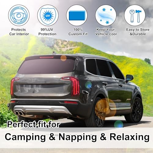 TINGLU Window Shades for Kia Telluride 2020 2021 2022 2023 2024 2025 Accessories Car Side Full Windows Rear Triangular Windshield Sun Shade Sun UV Rays & Privacy Protection for Camping 8PCS - Image 6