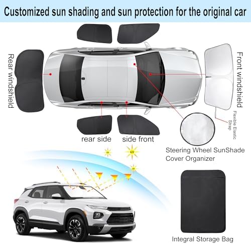 TINGLU Window Shades for Chevrolet Trailblazer 2021-2025 2026 Accessories Car Side Full Windows Rear Windshield Sun Shade Sun UV Rays & Privacy Protection for Camping,Napping 6PCS - Image 3