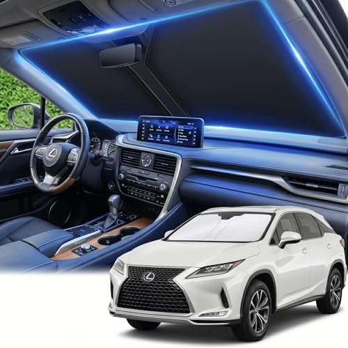 Windshield Sun Shade for Lexus RX 2016-2022 Accessories 4-Layer 240T Front Window Shade Custom Fit RX 350, RX 350 F Sport, RX 350L Sun Visor Foldable Shade Blocks UV Rays by AuyNeas