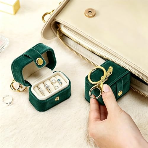 Ring Bearer Pillow Box for Dog Collar, Velvet Wedding Mini Ring Holder Pouch for Pet, Travel Ring Earrings Storage Box for Proposal Engagement Wedding Ceremony Party (Green) - Image 6