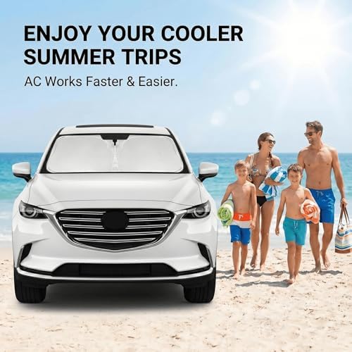 Windshield Sun Shade for Mazda CX-9 2016-2025 2026 Sunshade Front Window Shade Custom Fit CX9 Accessories Sun Visor Foldable Shade Blocks UV Rays Accessories - Image 4