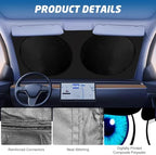 Windshield Sun Shade for Car, 63"x28.5" Universal Fit Front Window Sunshade with Double Steel Ring Frame, Car Sun Shade, UV Protection Windshield Cover with Storage Pouch (Big Eyes) - Image 6