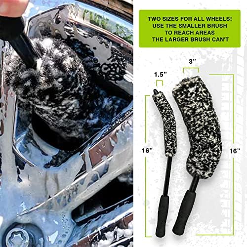 ExoForma Bendable Brush Set - Unique Adjustable 2-Piece Wheel Brush Set Cleans Behind Wheels - Tough Yet Gentle Wool Fiber + No-Scratch Rubber Tip Safe for All Wheel Types - Comfy Ergonomic Grip - Image 5