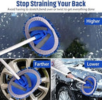 anngrowy 62" Microfiber Car Wash Brush with Long Handle Car Washing Mop Kit Mitt Sponge Car Cleaning Supplies Kit Duster RV Washing Car Brush Accessories, 1 Chenille Scratch-Free Replacement Head - Image 6
