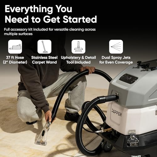 Commercial Heated Carpet & Upholstery Extractor Portable Machine, 170 PSI Hot Water Cleaner, 120 CFM Vacuum, 150°F Heater, 3 & 4 Gallon Dual Tanks for Deep Cleaning, Stain Removal, Furniture & Carpet - Image 5