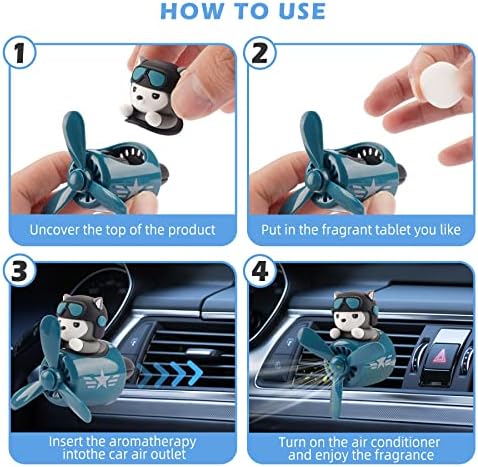 Car Air Fresheners Cartoon Pilot Automotive Air Outlet Propeller Cute Car Diffuser Creative Car Perfume Decoration for Car Vent Clips Car Vent Clip Air Freshener Accessories for Women Men - Image 4