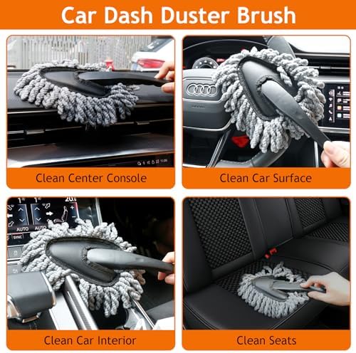 THINKWORK Windshield Cleaner Tool, Car Detailing Kit Interior, Car Cleaning Kit Interior and Exterior Detail Brush, Auto Supplies & Accessories for Men Women - Image 5