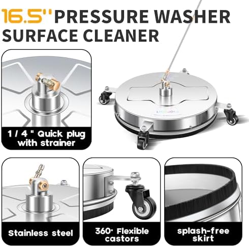 LidoDola 16.5'' Pressure Washer Surface Cleaner, Power Washer Accessory - Image 3