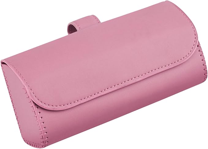 Augeny Sunglasses Holder for Car Sun Visor, Leather Auto Eyeglasses Storage Case with Hidden Magnetic Closure, Protective Glasses Organizer Box, Vehicle Visor Accessories for Woman Man (Pink) by Augeny