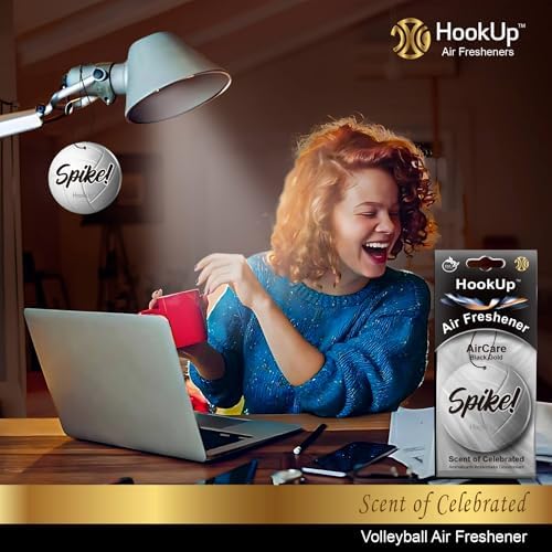 Volleyball Car Air Freshener by HookUp - 2 Pack - Black Gold Scent (Extra Strong) | Unique Volleyball Gift for Players, Coach, Fans | Hanging Car Accessory with Long Lasting Fresheners Smell - Image 5