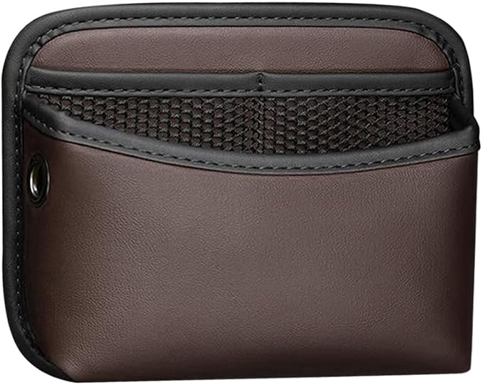 Car Seat Side Pocket Organizer, Leather Automotive Seat Door Pouch Bag Organizer, Vehicle Wallet Cards Phone Sunglasses Storage Holder Pocket Accessories, Universal Fit (Brown) - Image 7