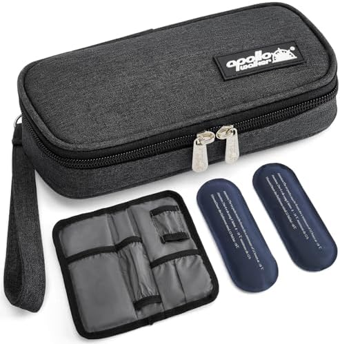 apollo walker Insulin Cooler Travel Case with Ice Packs and Insulation | TSA Approved Includes 2 x 90g ice packs for 9-hour cooling insulin pens & syringes for Diabetics to Carry (Black) by apollowalker
