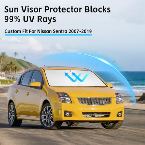 Windshield Sun Shade for Nissan Sentra 2007-2019 Sunshade - Image 2