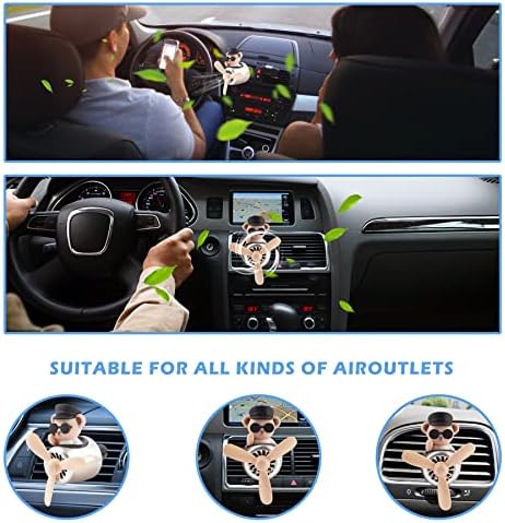 Car Air Freshener Cute Cartoon Teddy Bear Pilot Car Diffuser Rotating Propeller Automotive Air Outlet Fan Creative Car Perfume Decoration Cool Car Accessories - Image 4
