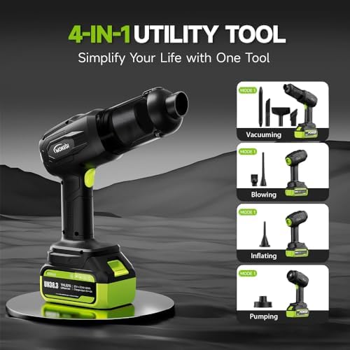 Cordless Car Vacuum Cleaner, 35000pa Powerful Handheld Vacuum & Air Duster with 2 Batteries, Portable Rechargeable Vacuum for Car Detailing, Pet Hair, Home & Office(Green) - Image 2
