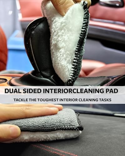 PRO Car Interior Cleaning Kit (9-Piece) - Deep Clean Tools for Leather, Dashboard & Upholstery | Boar Bristle Brush, Dual-Sided Scrub Sponge, Microfiber Towels, Polish Scrub Mitt, Detailing Brushes - Image 3
