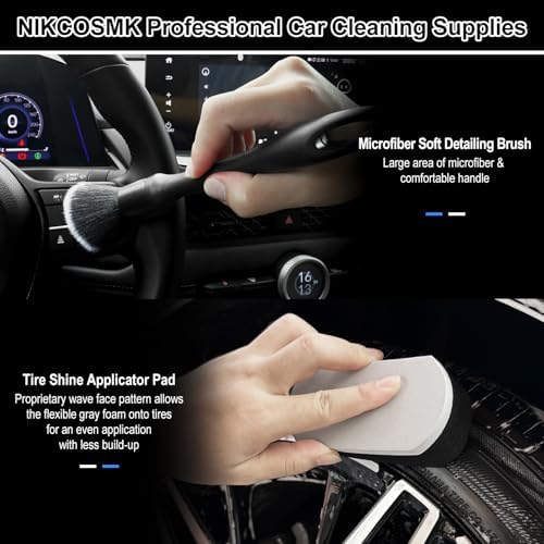9Pcs Car Wheel & Tire Brush Kit, Wheel Cleaner Brush, Soft-bristled Rim Brush, Tire Shine Applicator Pad, Car Wash Mitt, Towel, Car Detailing Cleaning Wash Brush Supplies Kit - Image 6