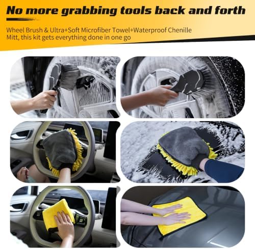 Ordenado 15° Curved Car Wash Brush with Long Handle, Car Wash Mop Kit - Image 3