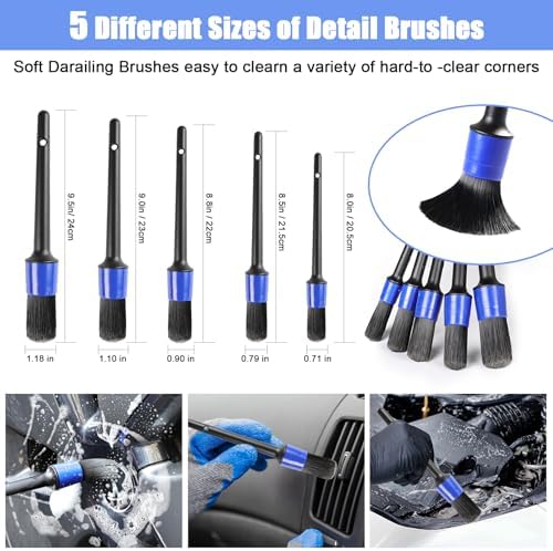 anngrowy 62" Microfiber Car Wash Brush with Long Handle Car Washing Mop Kit Mitt Sponge Car Cleaning Supplies Duster RV Washing Car Brushes, 1 Chenille Scratch-Free Replacement Head (Blue&Yellow) - Image 6