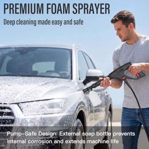 MZK Lightweight Pressure Washer, Portable Power Cleaner with Foam Cannon - Image 5