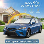 Windshield Sun Shade for Toyota Camry 2018-2023 2024 Front Window Sunshade Custom Fit Camry Accessories LE XLE Hybrid SE XSE Sedan Sun Visor Foldable Shade Blocks UV Rays Must Have Car Accessories - Image 2