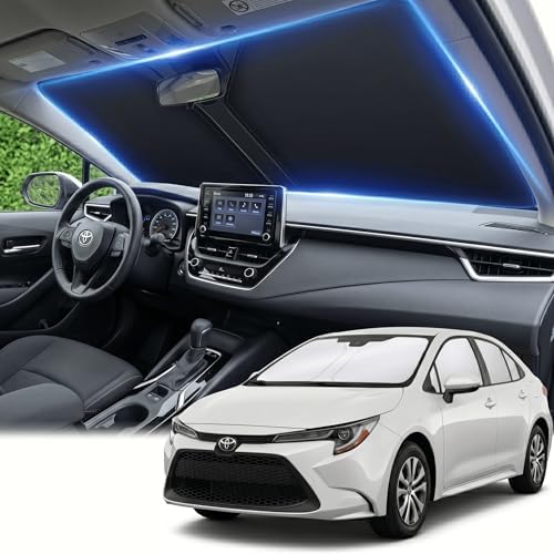 for Toyota Corolla 2020-2024 2025 2026 Windshield Sun Shade Front Window Shade Custom Fit Corolla Accessories Sun Visor Foldable Shade Blocks UV Rays Summer Must Have Car Accessories by AuyNeas