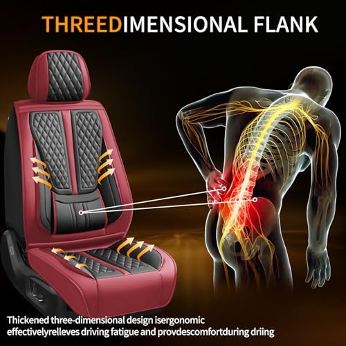 Fit Gladiator Car Seat Covers Compatible with Jeep Gladiator 2020-2024 2025 2026.Full Coverage Waterproof Leather,All-Weather Seat Cushion Protector-Easy Installation(Full Set,Red) - Image 5