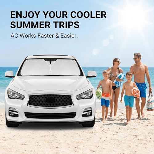 for Infiniti Q50 Windshield Sun Shade 2014-2024 Sunshade Front Window Shade Custom Fit Q50 Accessories Sun Visor Foldable Shade Blocks UV Rays Accessories - Image 4